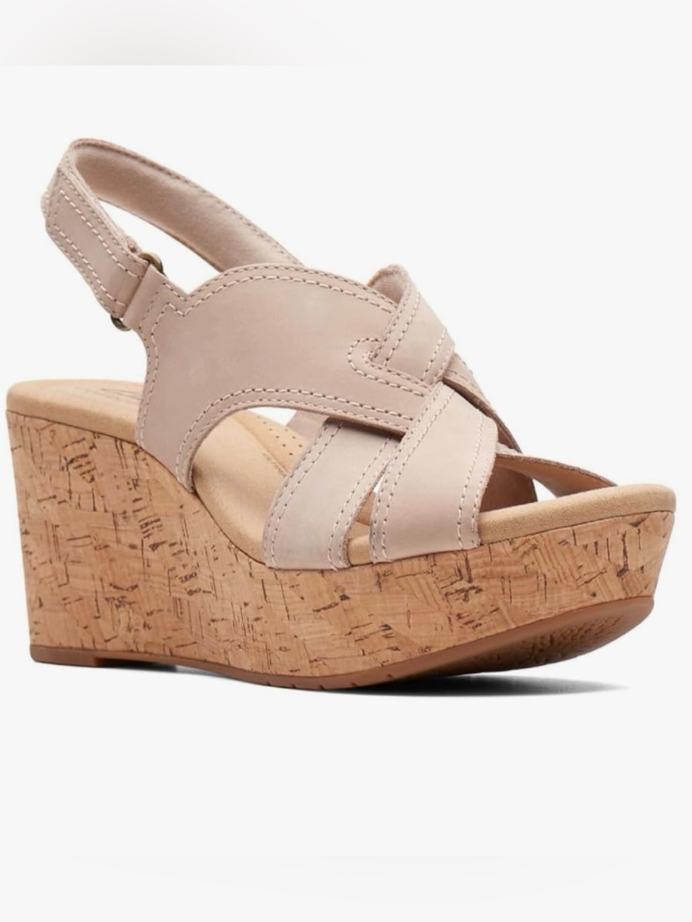 Clarks | Collection | Sand Nubuck | Rose Erin | Wedge | Sandal | Cork | Size 7